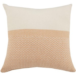18" Orange and Off White Throw Pillow - 1 of 4