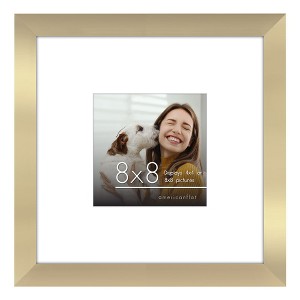 Americanflat 8x8 Picture Frame in Gold - Displays 4x4 With Mat and 8x8 Without Mat - Composite Wood with Shatter Resistant Glass  and Tabletop - 1 of 4
