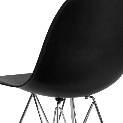 Modern Black Plastic Accent Chair with Chrome Geometric Base