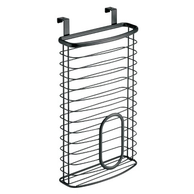 iDESIGN Axis Over The Cabinet Kitchen Storage Holder for Plastic and Garbage Bag Matte Black: Metal Organizer, Hand Wash