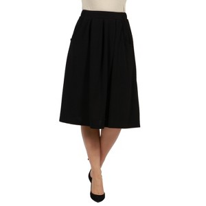 24seven Comfort Apparel Women's Classic Knee Length Black Skirt - 1 of 4