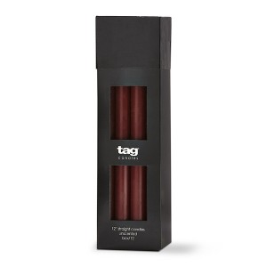 TAG Color Studio 12" Straight Taper Unscented Smokeless Paraffin Wax Candle Plum Purple Burn Time 12 hrs. Set 12 - 1 of 2