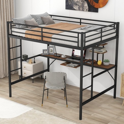 Black loft bed with 2024 desk