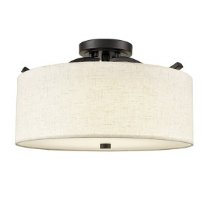 Claxy Black Semi Flush Mount Ceiling Light with Fabric Drum Shade Dimmable - 1 of 4