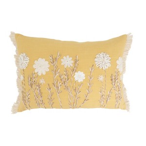 Saro Lifestyle Delicate Embroidered Floral Pillow Cover - 1 of 4