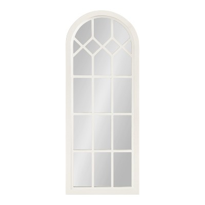 Gilcrest Arch White Wood Windowpane Mirror, 18x47