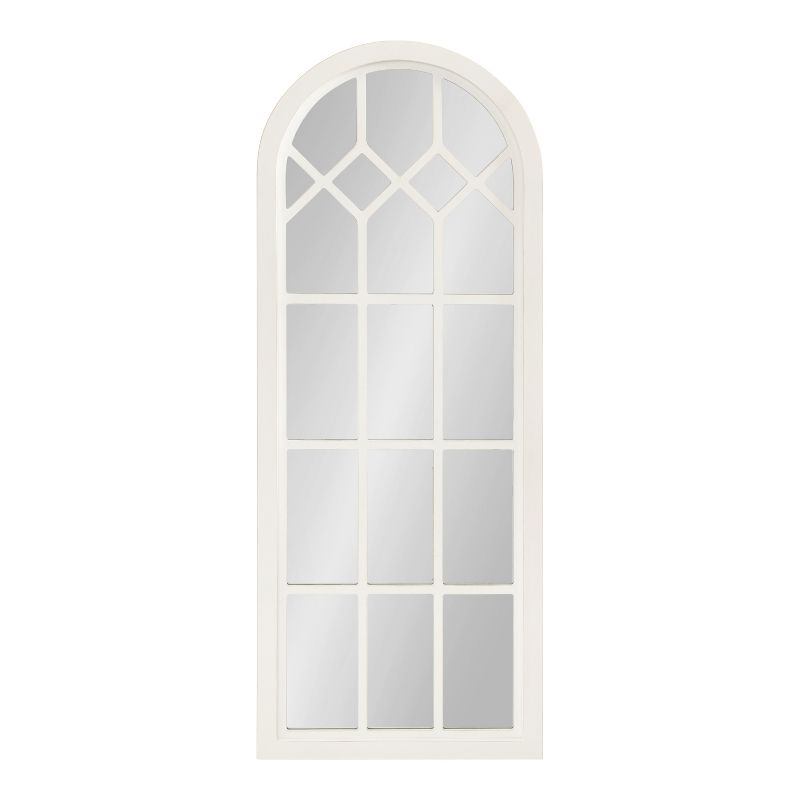 Kate and Laurel Gilcrest Arch Wood Windowpane Mirror, 18x47, White, 2 of 8