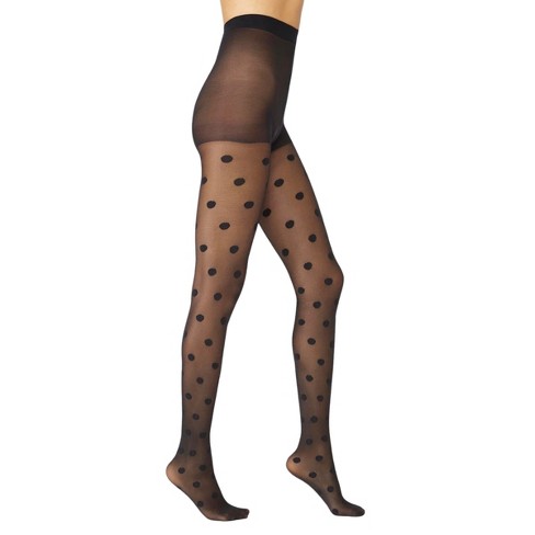 Lechery Woman's Italian Made Large Dot Tights - S/m, Black : Target