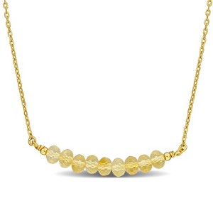EVERLY JEWELRY | Yellow Plated Sterling Silver 4/5ct TGW Citrine Bead Bar Necklace, 16.5 inc + 2 inc - 1 of 4