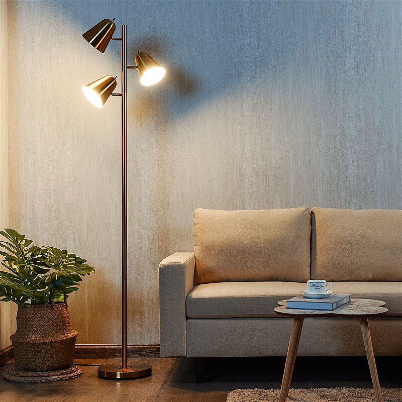 Costway 64'' 3-Light LED Floor Lamp Reading Light for Living Room Bedroom, 2 of 11
