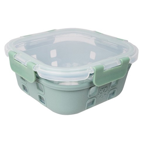 Lexi Home 27 oz. Square Glass Food Storage Container with Snap-Lock Lid & Sage Silicone Sleeve - image 1 of 3