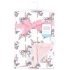 Hudson Baby Infant Girl Plush Blanket with Furry Binding and Back, Carousel Horse, One Size - 2 of 2