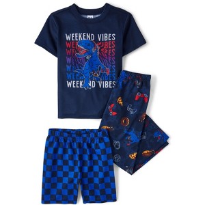 The Children's Place Boys Short Sleeve Dino Weekend Vibes 3-Piece Pajama Set - 1 of 4