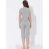 cheibear Women's Round Neck Loungewear with Capri Pants Pajama Set - 3 of 4