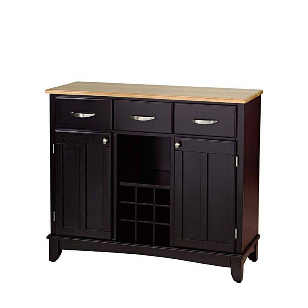 Home Styles Black Server With Natural Wood Top Large