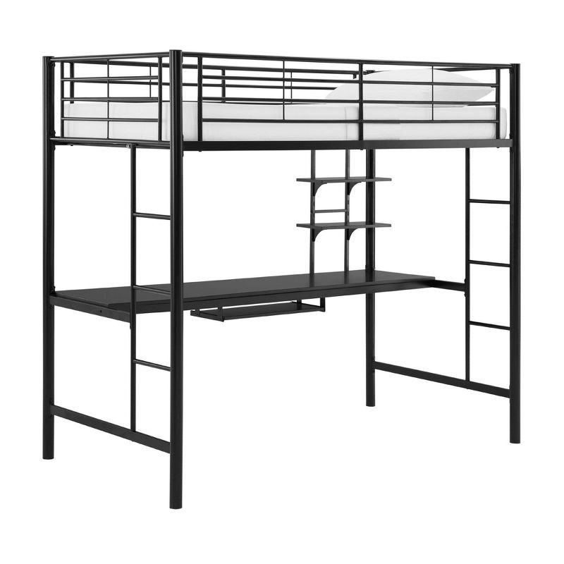 Full Analise Metal Loft Bed with Wood Desk - Saracina Home, 3 of 9