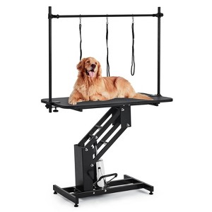 43.6" Pet Grooming Table for Large Dogs, Heavy Duty Height Adjustable Dog Grooming Table With Overhead Arm & Noose Height Range 22''-39'', Black - 1 of 4