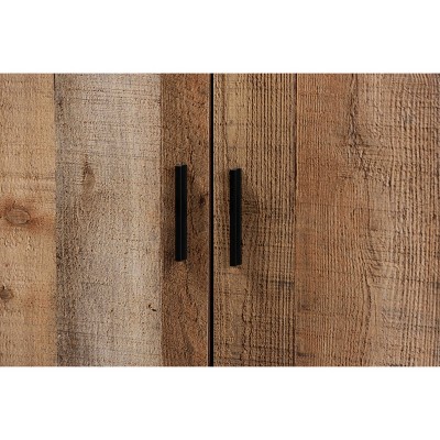 Rustic Brown 47" Wood Shoe Cabinet with Industrial Accents