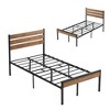 Industrial Metal Platform Bed Frame with Headboard - Sturdy Wood-Slat Support & Under-Bed Storage, No Box Spring Needed ,Black - 3 of 4