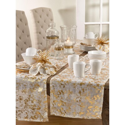 Gold Foil Print Polyester Table Runner, 15" x 90"