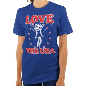 Betty Boop Cartoon Love The USA Womens Graphic T Shirt Tees Brisco Brands - 1 of 2