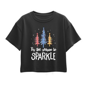 Girls' - Instant Message - Season To Sparkle Short Sleeve Boxy Graphic T-Shirt - 1 of 2