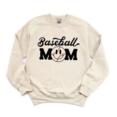 Simply Sage Market Women's Graphic Sweatshirt Baseball Mom Smiley Face Heart