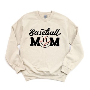 Simply Sage Market Women's Graphic Sweatshirt Baseball Mom Smiley Face Heart - 1 of 4