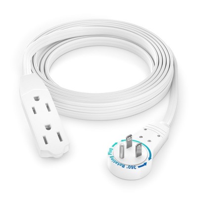 Maximm Cable 360° Rotating Flat Plug Extension Cord, 16 AWG 3 Outlet