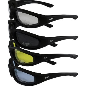 4 Pairs of MotoFrames Payback Safety Motorcycle Glasses with Clear, Smoke, Blue, Yellow Lenses & Micro-fiber Pouch - 1 of 4