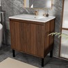 KWPZQEB Fluted Bathroom Vanity Cabinet with Sink, Freestanding Vanity With Doors, Mid-Century Floor-Standing Cabinet, Storage Cupboard for Bathroom - 2 of 4
