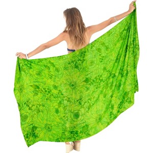 LA LEELA Women's Bikini Beach Wrap Cover up Swimwear Bathing suit Summer Wraps Swimsuit Sarong Skirts for Women One Size Green, Floral - 1 of 4