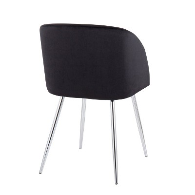 Contemporary Black Velvet Upholstered Dining Chair with Metal Legs