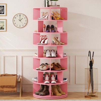 Aheaplus 7-Tier Shoe Rack, 28-32 Pair Rotating Shoe Rack Tower