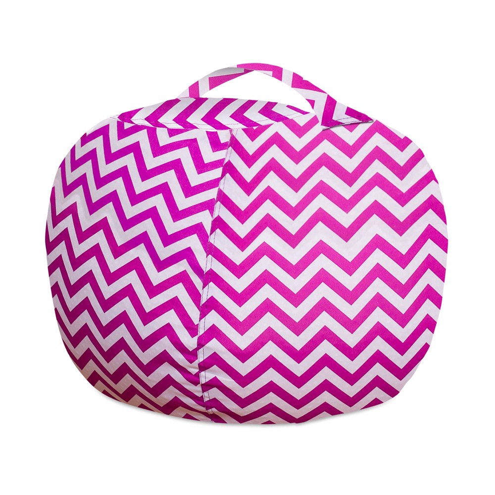 Photos - Furniture Cover 38" Stuffed Animal Storage Bean Bag Chair Cover for Kids' Chevron Purple/W