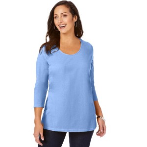 Jessica London Women's Plus Size Stretch Cotton Scoop Neck Tee - 1 of 4