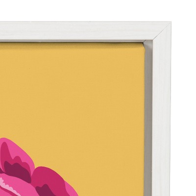 Bright Peony Yellow and Pink Canvas Print with White Frame