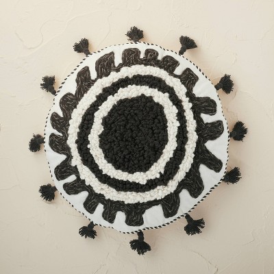 Tufted and Embroidered Medallion Round Throw Pillow Black - Opalhouse™ designed with Jungalow™