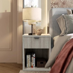 Dyonery Fluted Nightstand,Large Bedside Table for Bedroom,Modern Night Stand with Drawer Storage,Mid Century Wood End Table for Sofa - 1 of 4
