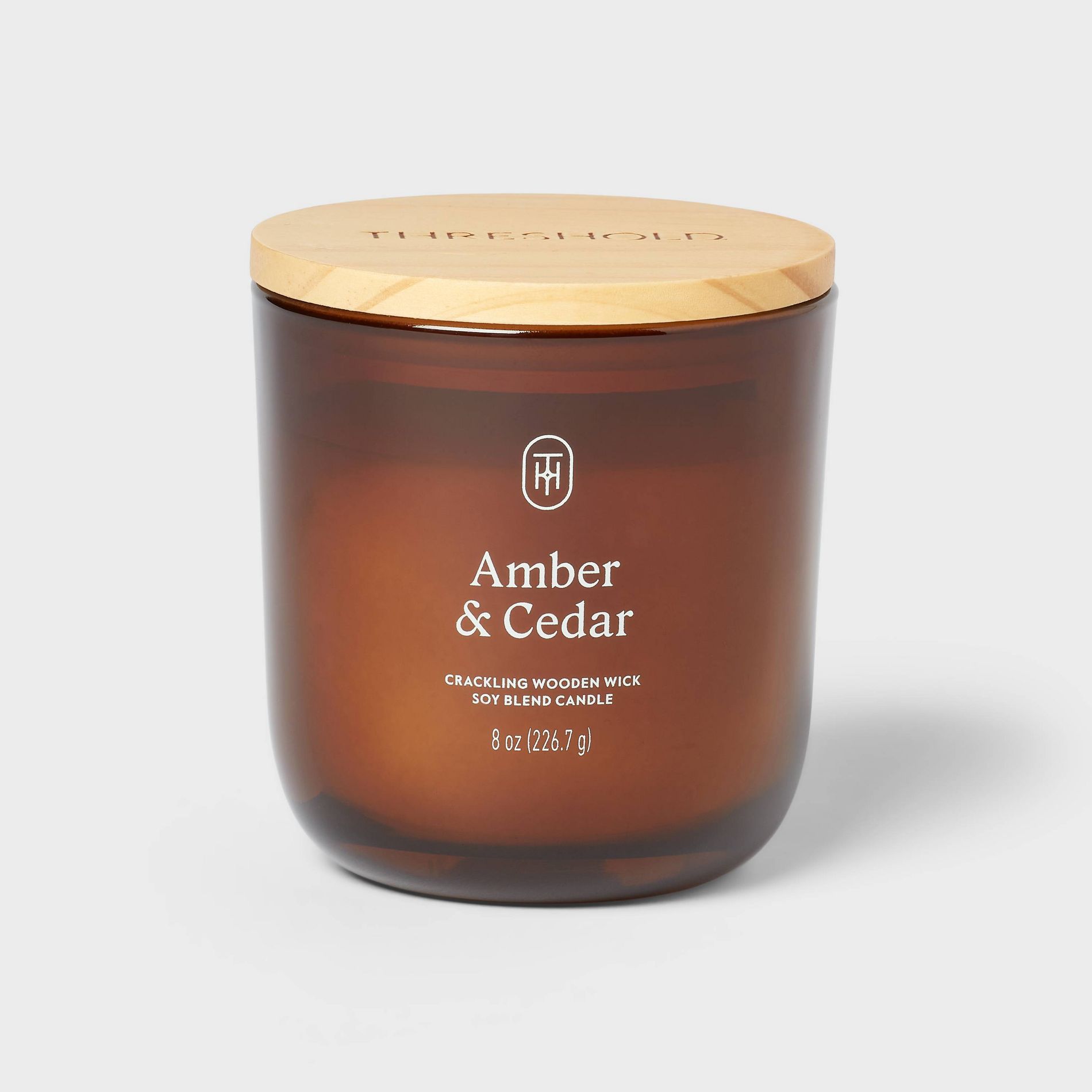 Glass Wooden Wick Jar Candle - Threshold™