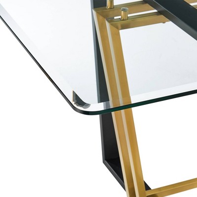 Kai 72" Rectangular Glass Dining Table with Black and Gold Base