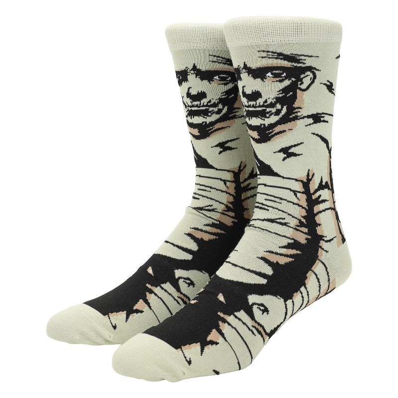Universal Monsters Mummy Men's White Animigos Crew Socks, 1 of 4