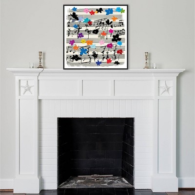 Floral Music Notes Multicolor Canvas Wall Art Print