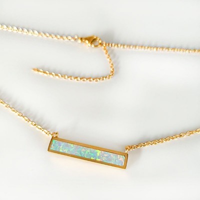 Clotth Stainless Steel Opal Pendant Necklace for Women | Geometric Opal Cubic Zirconia Delicate Choker |Opal Necklace with Appeal