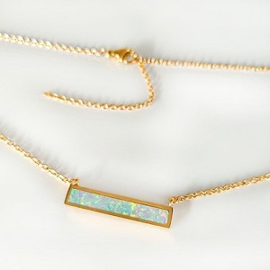 Clotth Stainless Steel Opal Pendant Necklace for Women | Geometric Opal Cubic Zirconia Delicate Choker |Opal Necklace with Appeal - 1 of 4