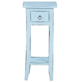 Besthom Shabby Chic Cottage 11.8 in. Square Solid Wood End Table with 1 Drawer