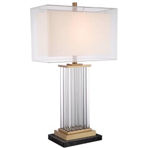 Vienna Full Spectrum Darcia Modern Table Lamp with Black Riser 29" Tall Crystal Sheer Outer White Linen Inner Shade for Bedroom Living Room Bedside - 1 of 4