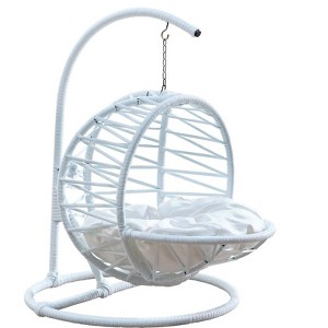 LOVMOR Cat Swing Bed with Stand&Cushion, Cat Egg Chair w/ Rattan Wicker Appearance, Indoor Hanging Swinging Cat Bed for Cats, Small Dogs&Small Animals - 1 of 4