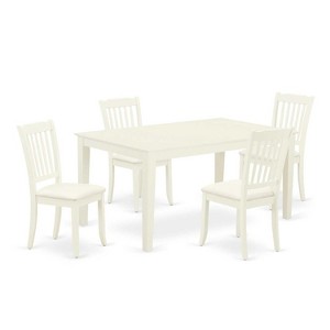 HomeStock 5-Pc Linen White Finish Solid Wood Top - Rectangular Dining Room Set - Seats 4 - 1 of 4