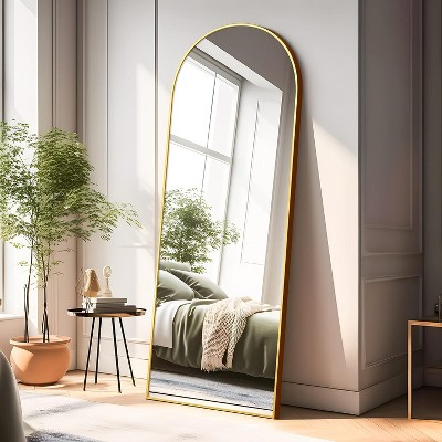 Muse 63" Height x 20" Width Oversize Arch Crowned Top Full Length Floor Mirror with Stand,Large Arched Wall Mirror-The Pop Home